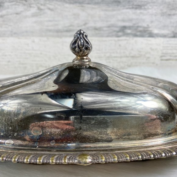 Vintage Dining Vintage Sheridan Silver Plate Butter Dish Tray